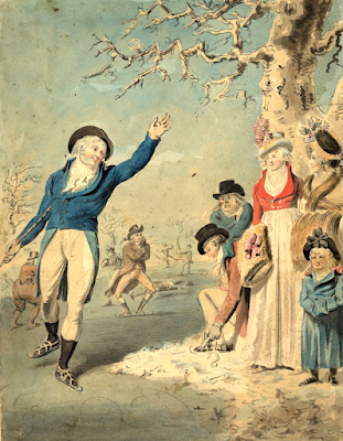 Winter, figures skating (1790-1811)  Drawn by Isaac Cruikshank  © British Museum no. 1931,1114.105