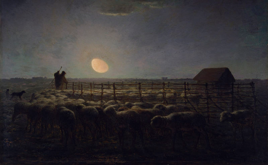 “The Sheepfold, Moonlight” by Jean-François Millet (1856 - 1860)