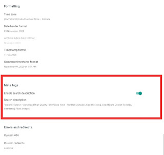 How to add meta description in Blogger - IndianCreator