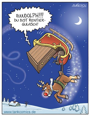 LACHHAFT Adventskalender Cartoon von Gerd Bökesch Toiletten der Welt Weihnachtsmann Schlitten Rudolph Rudolf Rentier Renntier 