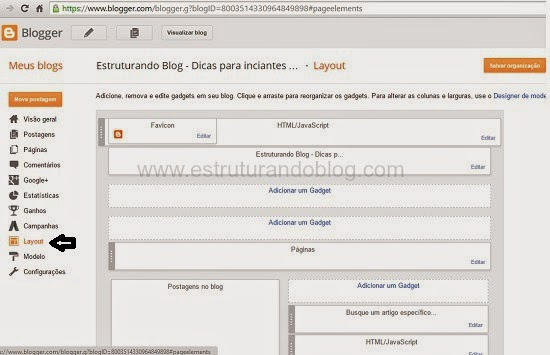 Como personalizar o seu blog, alterando o Layout do corpo e do cabeçalho 