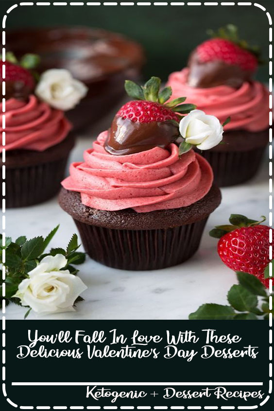 When you can't decide which delicious dessert to make on Valentine's Day, these chocolate covered strawberry cupcakes are just the sweet you're looking for. #holiday #recipe #food #ideas #valentinesday #dessert #inspiration