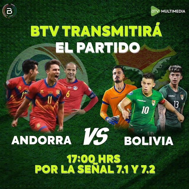 Canales de TV y de Cable que transmitirán el Andorra vs Bolivia