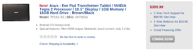 Asus Eee Pad Transformer coming soon