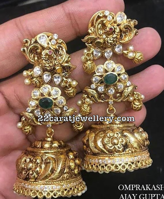 Long Nakshi jhumkas from Omprakash Jewellers