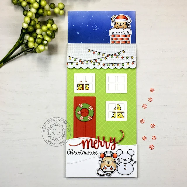 Sunny Studio Stamps: Sweet Treat Box Santa Claus Lane Merry Mice Scenic Route Woodland Borders Holiday Themed Card by Candice Fisher