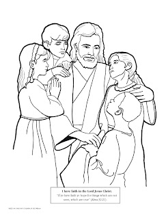 Kids(children) around the Christ and Jesus  caring them coloring 
page image with Alma Bible Verse free download Christian images and 
religious PPT background pictures