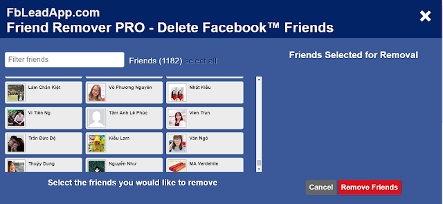 hủy kết bạn facebook, tools huy ket ban, unfriend, huy ket ban nhieu nguoi cung luc, huy ket ban nhanh nhat, loc list friend, huy ket ban voi nhung nguoi it tuong tac