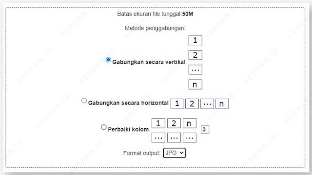 pengaturan penggabungan foto