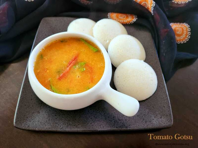 images of Onion Tomato Gotsu Recipe / Vengayam Thakkali Gothsu / Tomato Gotsu Recipe / Tomato Gostu Recipe / Thakkali Kosthu Recipe - Side dish For Idli and Dosa