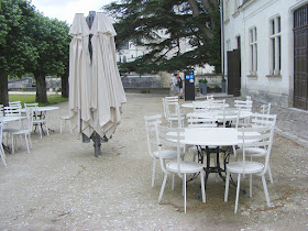 Toilets and cafe at the Chateau of Chenonceau during Covid19 restrictions.  Indre et Loire, France. Photographed by Susan Walter. Tour the Loire Valley with a classic car and a private guide.
