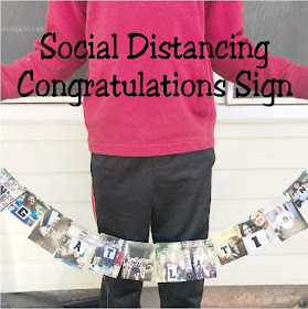 Send a social distancing Congratulations to your favorite graduate or amazing person with this photo Congratulations banner. Find complete directions on how to make a mail this by clicking here! #socialdistancing #graduationbanner #congratulationsbanner #diypartymomblog