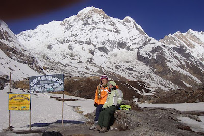 Amelia and Guat Ling at Annapurna base camp