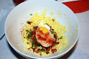 I ended up with chipotle deviled eggs with adobo, yellow curry deviled eggs, . (img )