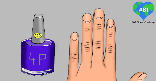 Drawing of a bottle nail polish and a hand without polished nails