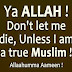 Ya Allah Don't let me die, Unless I am a true muslim!