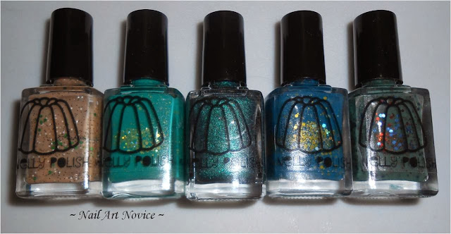 Nelly Polishes made up-Gumpas, Jonah's Green, Teal Holo, Bodmin, Autumn Teal
