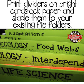 bring colored file dividers for classroom organization