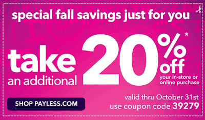 Cheapalicious: Save 20% off your purchase @ Payless!