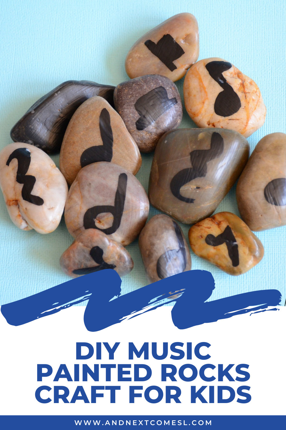 DIY music painted rocks craft for teaching music theory to kids