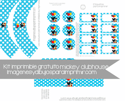 decoración de cupcakes y etiquetas de mickey mouse clubhouse  