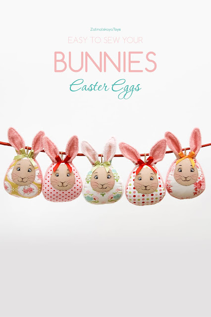 Adorable Easter eggs bunnies for sewing