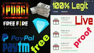 earn online paypal cash, Paytm cash pubg UC, Free fire Diamond and more game vouchers