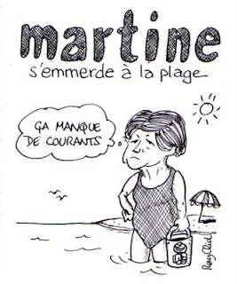 Dessin de Martine Aubry s'emmerde à la plage, par Ray Clid