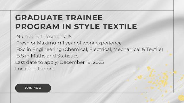 Style Textile Graduate Trainee Positions