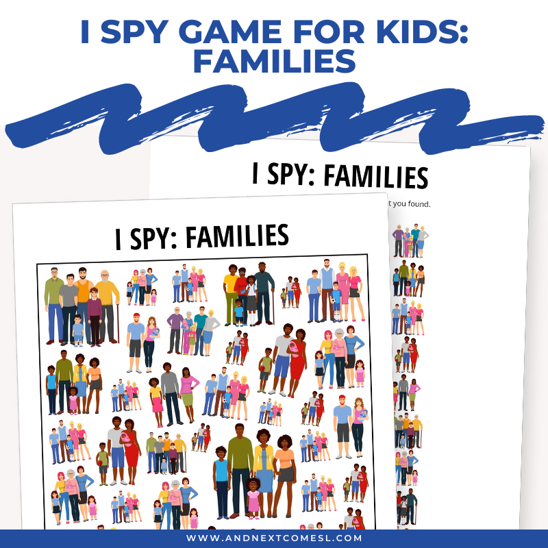 Printable families I spy game for kids