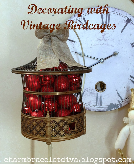 vintage brass pagoda bird cage red ball ornaments