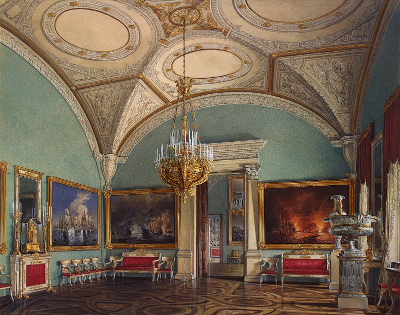 Interiors of the Winter Palace. The Fourth Room of the War Gallery by Edward Petrovich Hau - Interiors, Architecture Drawings from Hermitage Museum