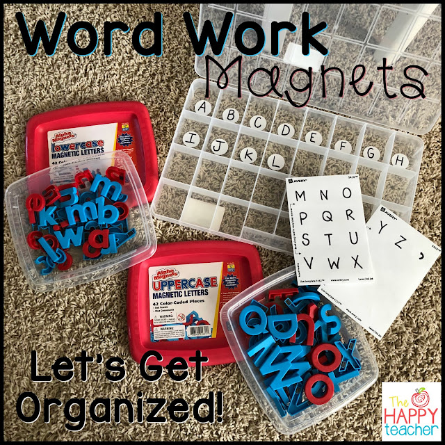 Let's get organized. Keep letter magnets sorted and organized for word work.