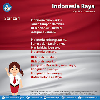 Lagu Indonesia Raya secara Utuh terdiri atas  LAGU INDONESIA RAYA STANZA 1, 2, 3 LENGKAP DENGAN PENJELASANNYA