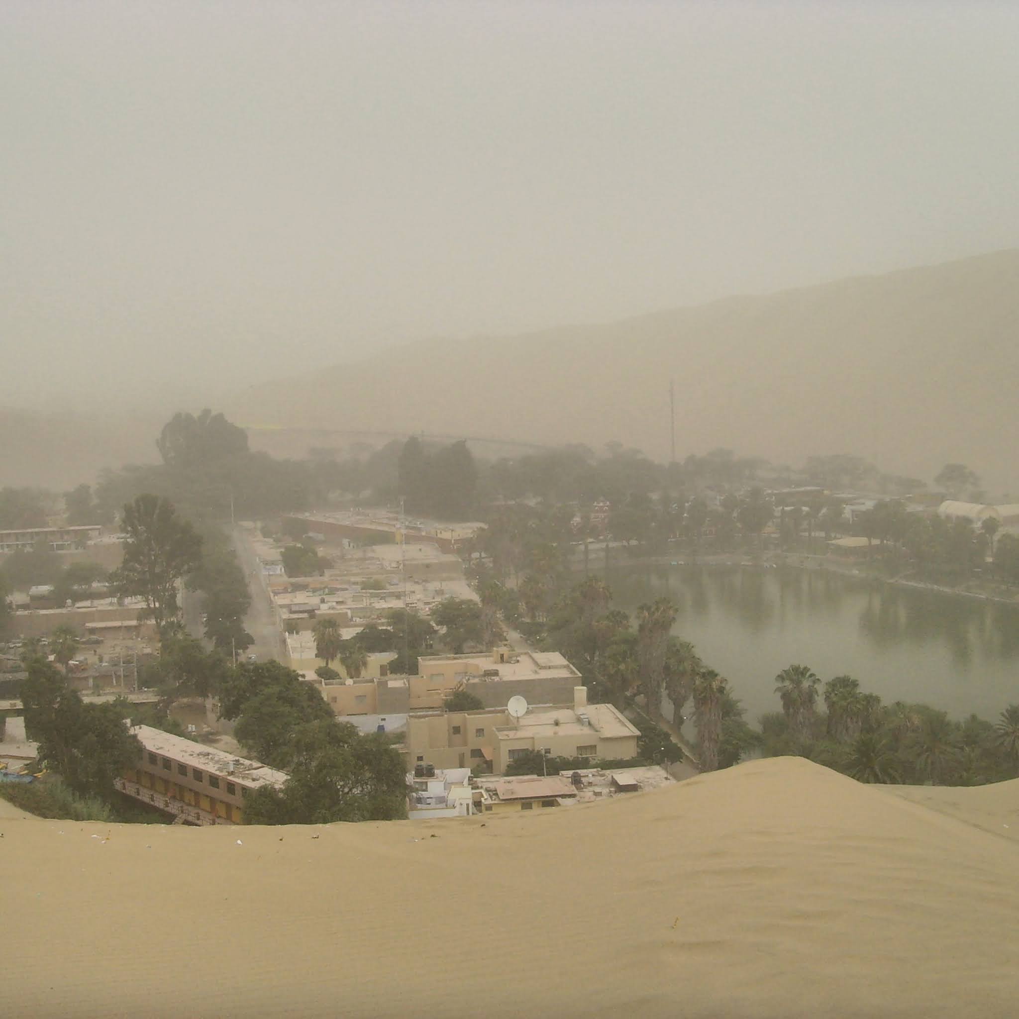 small village surrounded by sand dunes huancachina
