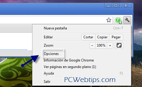 opciones google chrome 