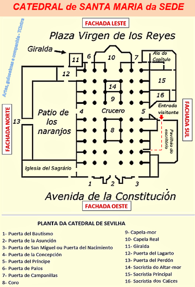 Catedral de Sevilha; Mapa;