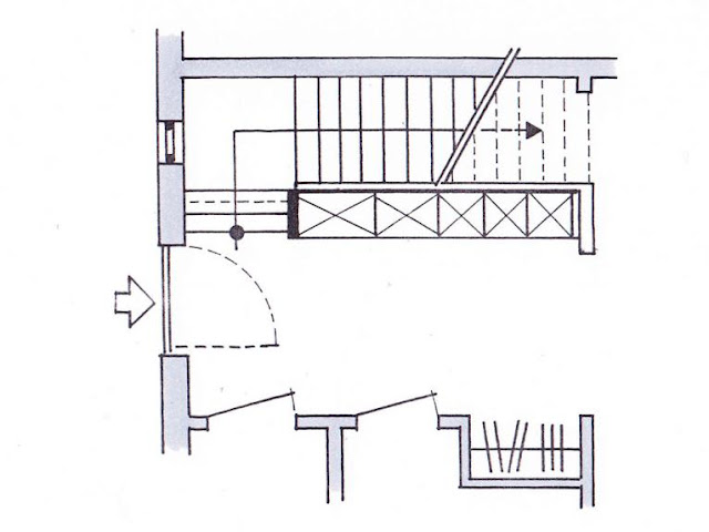 The back of the staircase is covered with a lightweight wall