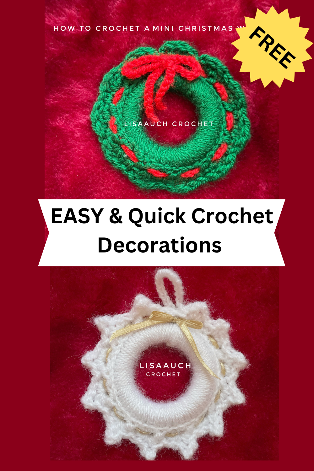 wreath crochet pattern small crochet wreath wooden ring