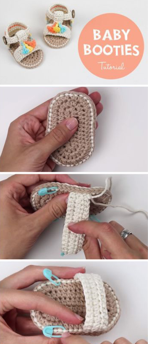 How To Crochet Baby Booties Sandals - Tutorial