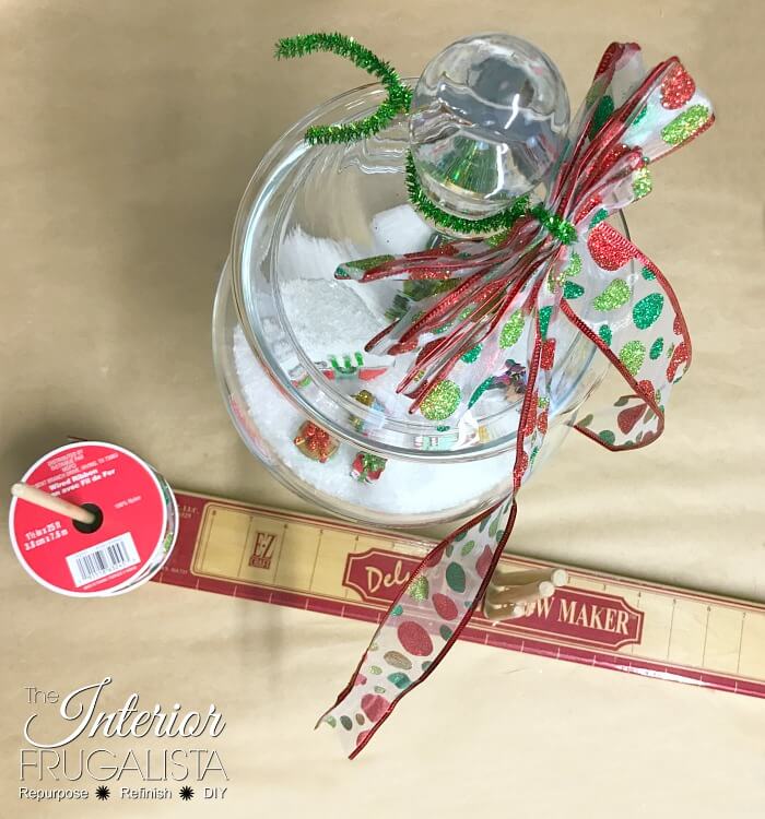 Retro North Pole Christmas In A Jar Bow Ribbon