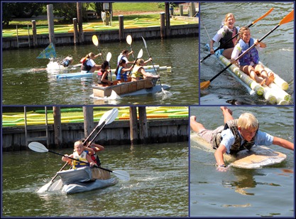 paper boat race collage
