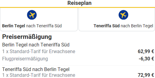 Billigflug nach Teneriffa