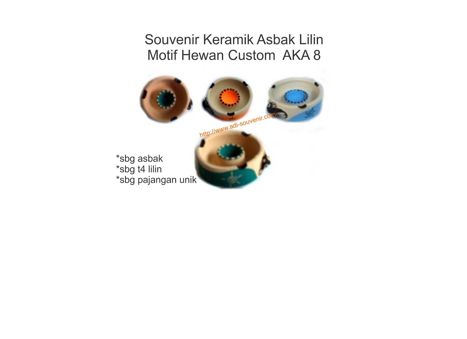  Keramik Asbak Lilin Motif Hewan Custom AKA 8 Adi Souvenir