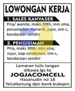 Bursa Kerja Jogjacomcell Lampung