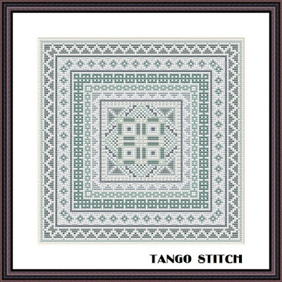 Cross stitch gray ornaments sampler pattern - Tango Stitch