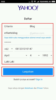 Cara Membuat Email Yahoo Baru Lewat HP Android