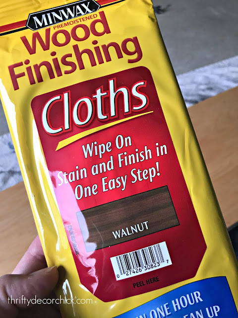 Staining wipes in walnut