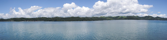 panoramic view of the sea and mainland area from Juvie's Resort Hotel and Restaurant in San Roque, Catbalogan Samar