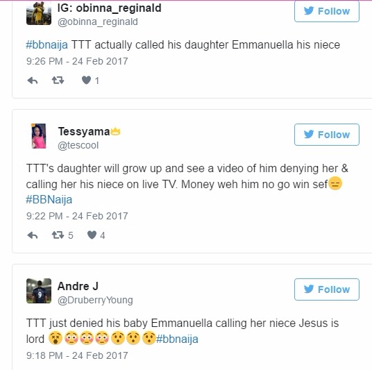 Too Bad #BBNaija’s ThinTallTony Denies His Daughter on Live TV (Video)